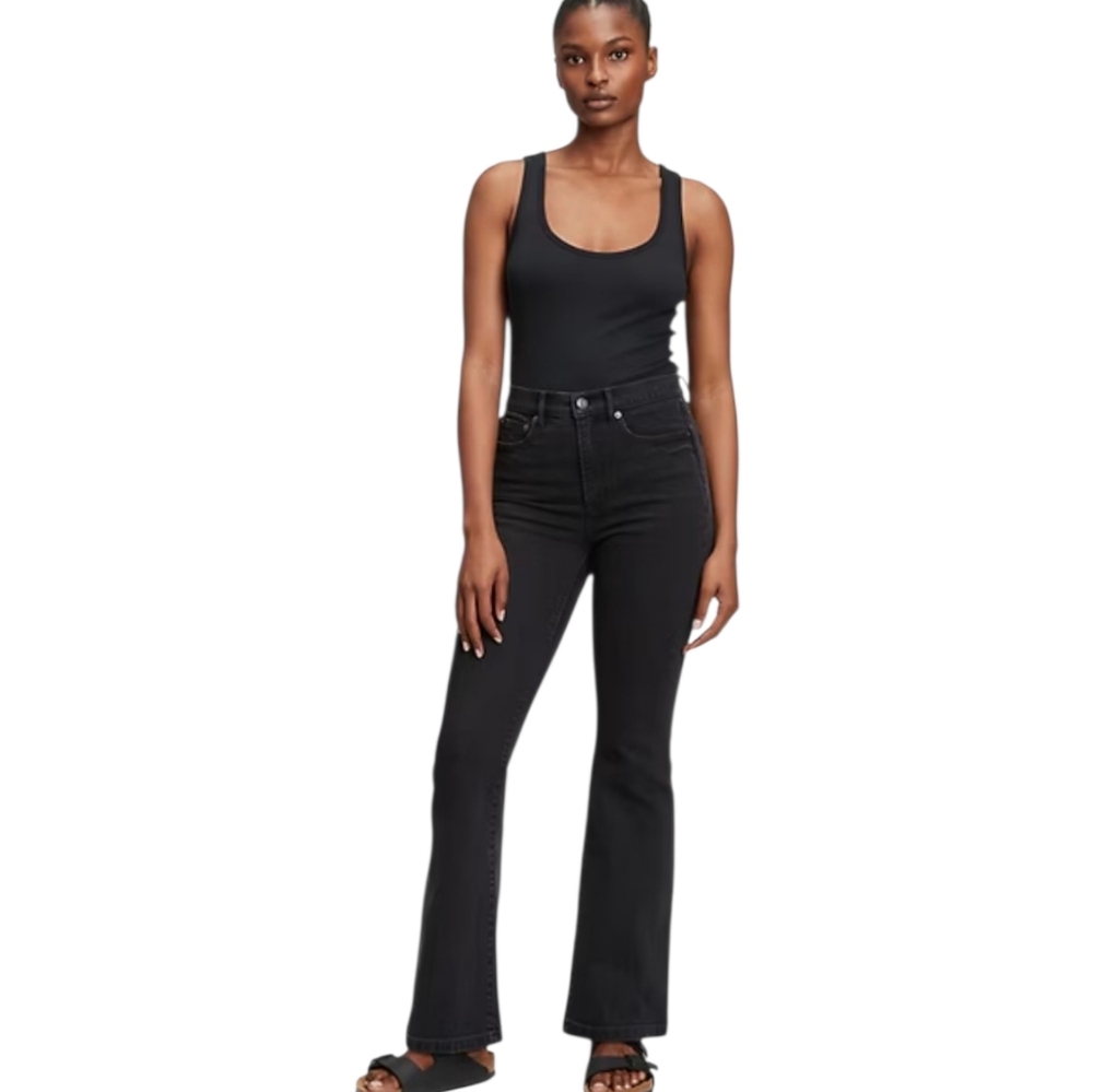 Gap High Rise Flare Tall Stretch Denim Jeans In Black 32 NWT